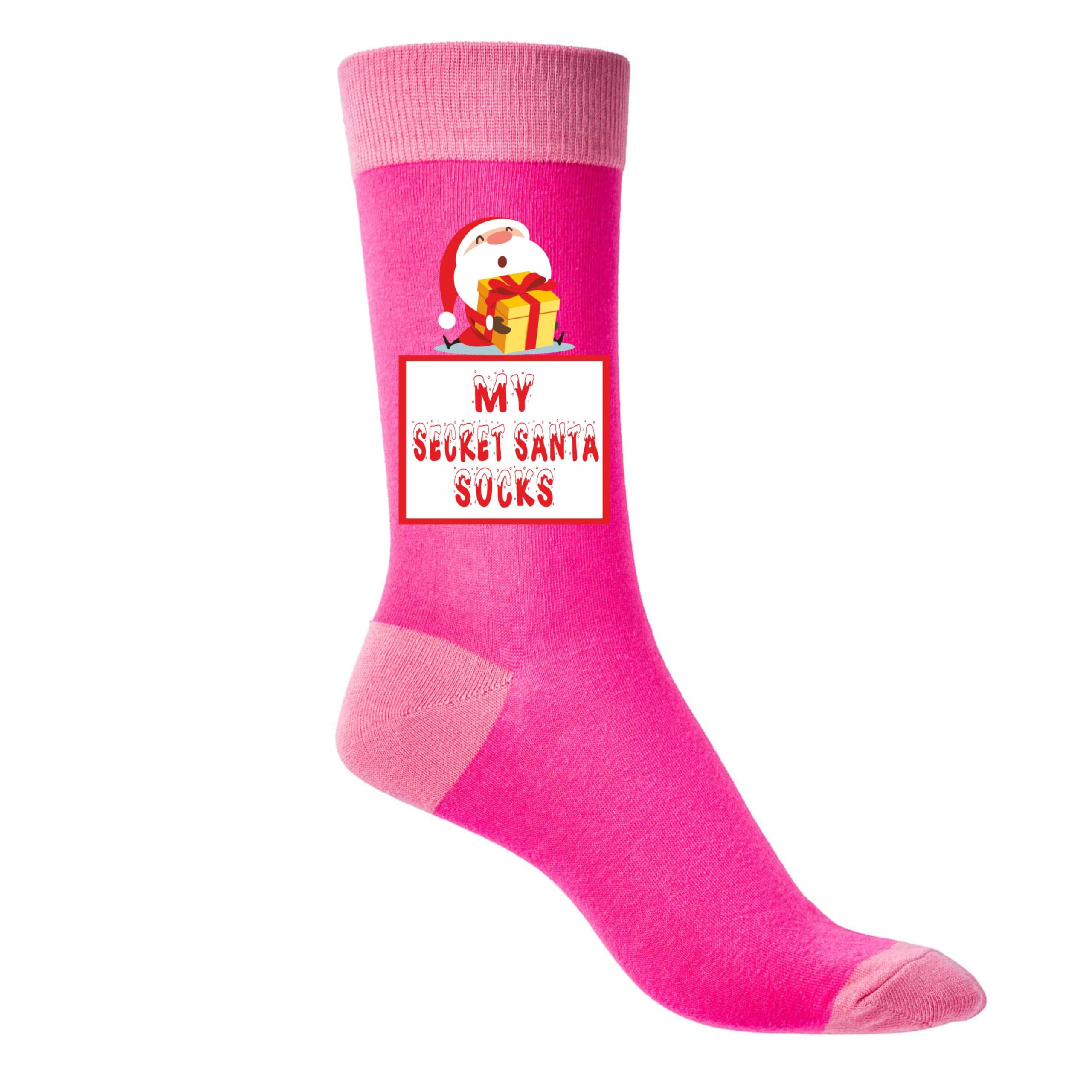 Print4u Women's Pink My Secret Santa Socks Socks Perfect Xmas Funny Joke Present