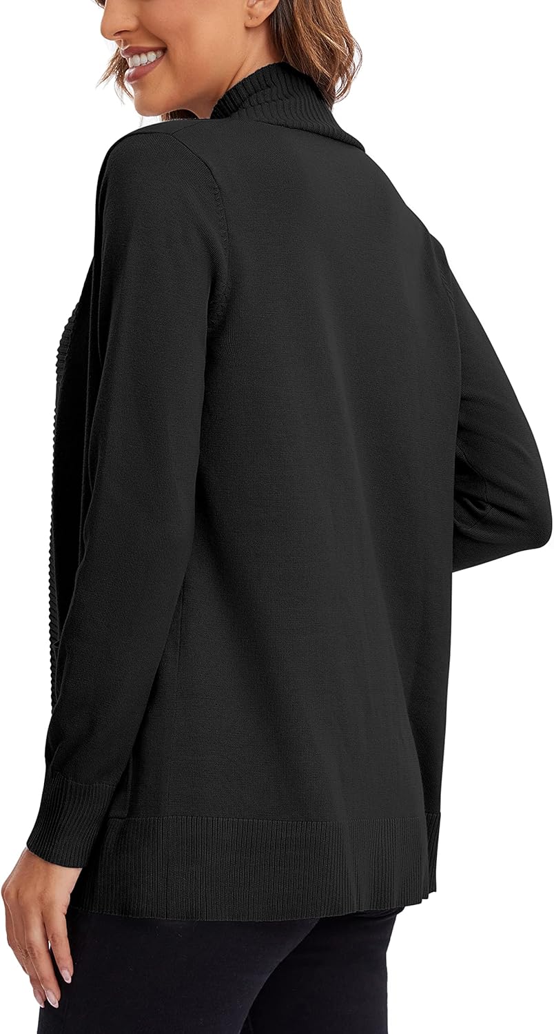 Urban CoCo Women's Lightweight Open Front Knit Cardigan Sweater Long Sleeve with Pocket - Image 6