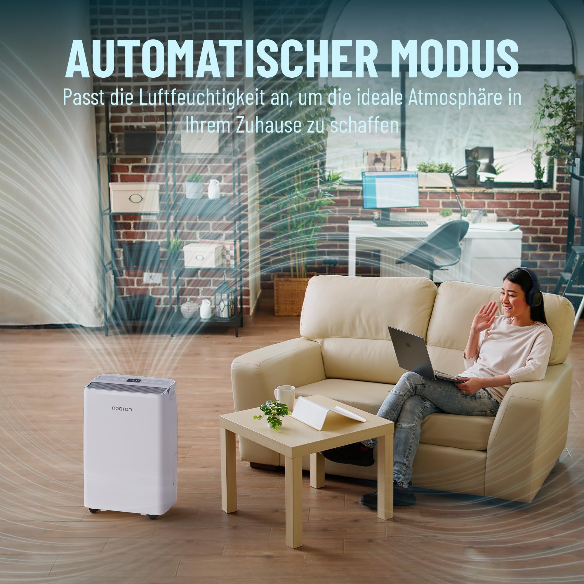 Noaton® DF 4115 WiFi HEPA Smart Luftentfeuchter und Luftreiniger, 15L/24H, 3 Jahre Garantie, 5 Modi, Leise, App, Timer, mit Ablaufschlauch, 2,2 L-Wassertank, für Raum 50 m2, Schlafmod