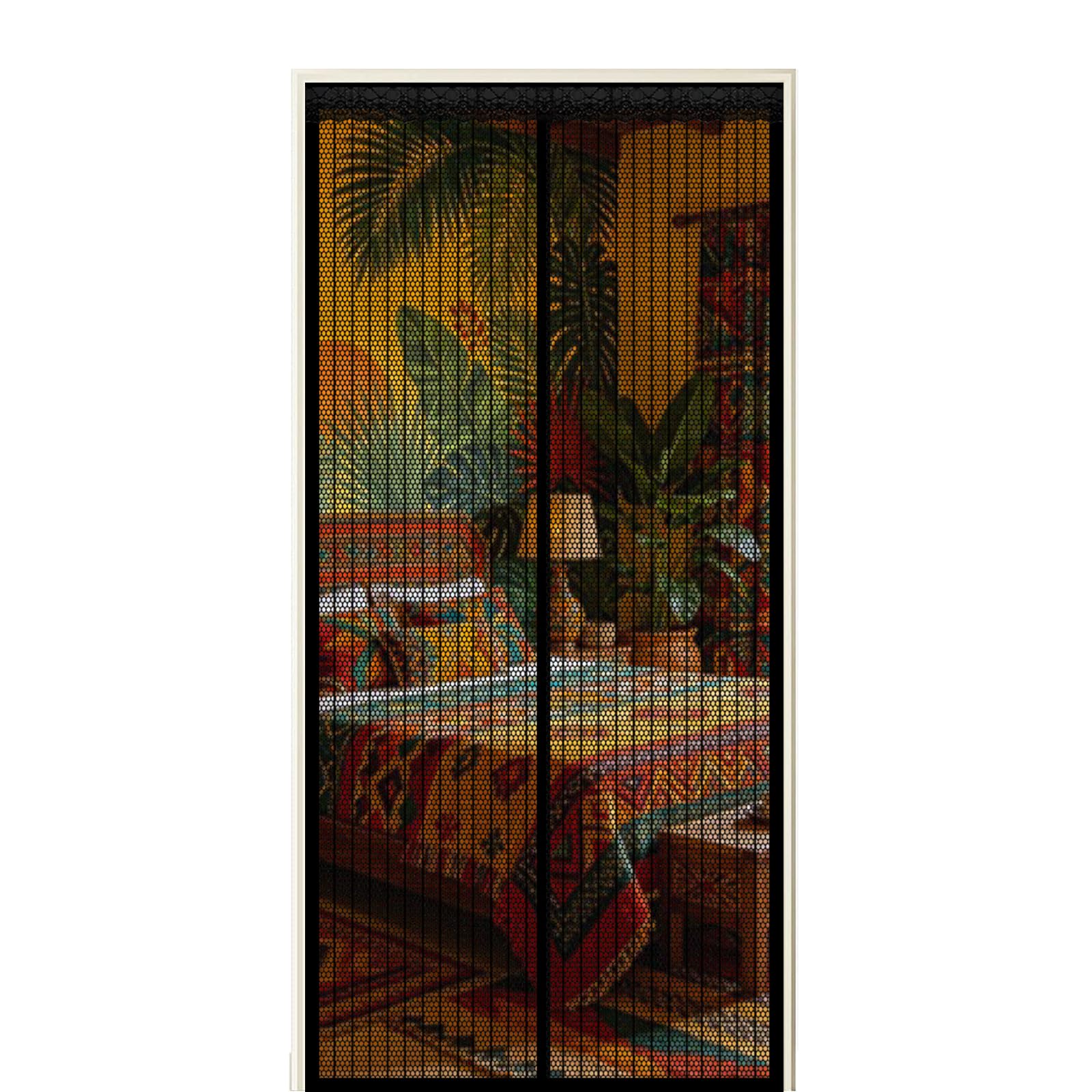 Fly Screen Door 215 x 265 cm Self Sealing Powerful Magnets Fly Screens Doors Nets with Powerful Magnets & Full Frame Magic Tape Suitable for Patio Doors Balcony Bedroom, Black