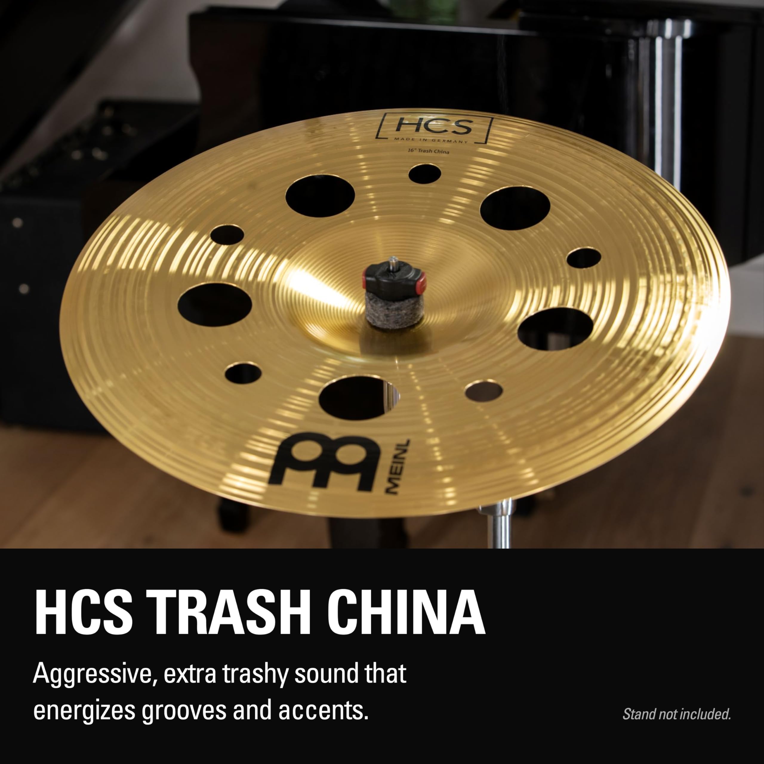 Meinl Cymbals HCS piatto Trash China 16 pollici (40,64cm) con fori – per Batteria – Finitura Tradizionale Ottone, Made In Germany (HCS16TRCH)