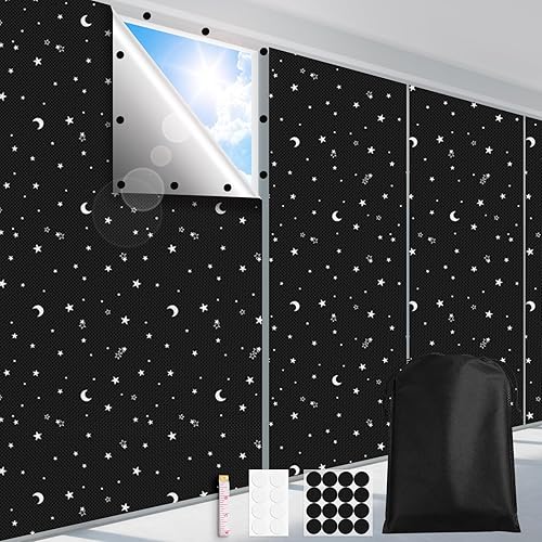 100% Blackout Window Cover Film, Portable Black Out Curtains for Bedroom, Cuttable Blackout Shades Fabric Sheet, No Drill Window Blinds, Sun Heat Light Blocker for Travel Media Dorm, 57'' W