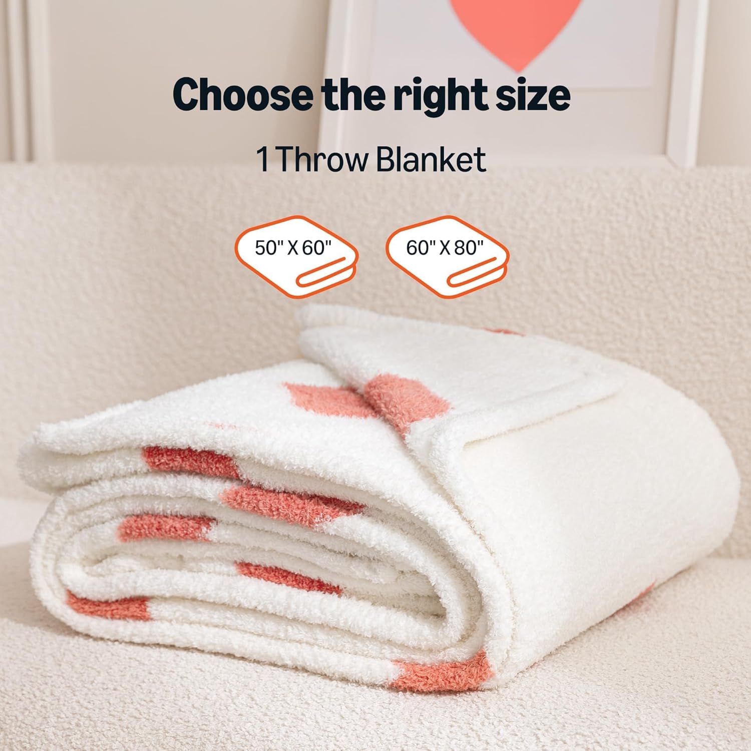 Amazon Basics Fleece Throw Blanket, Reversible Decorative Hearted Pattern for The Bed, Couch and Sofa, 60" W × 80" L, Red Heart - Image 5