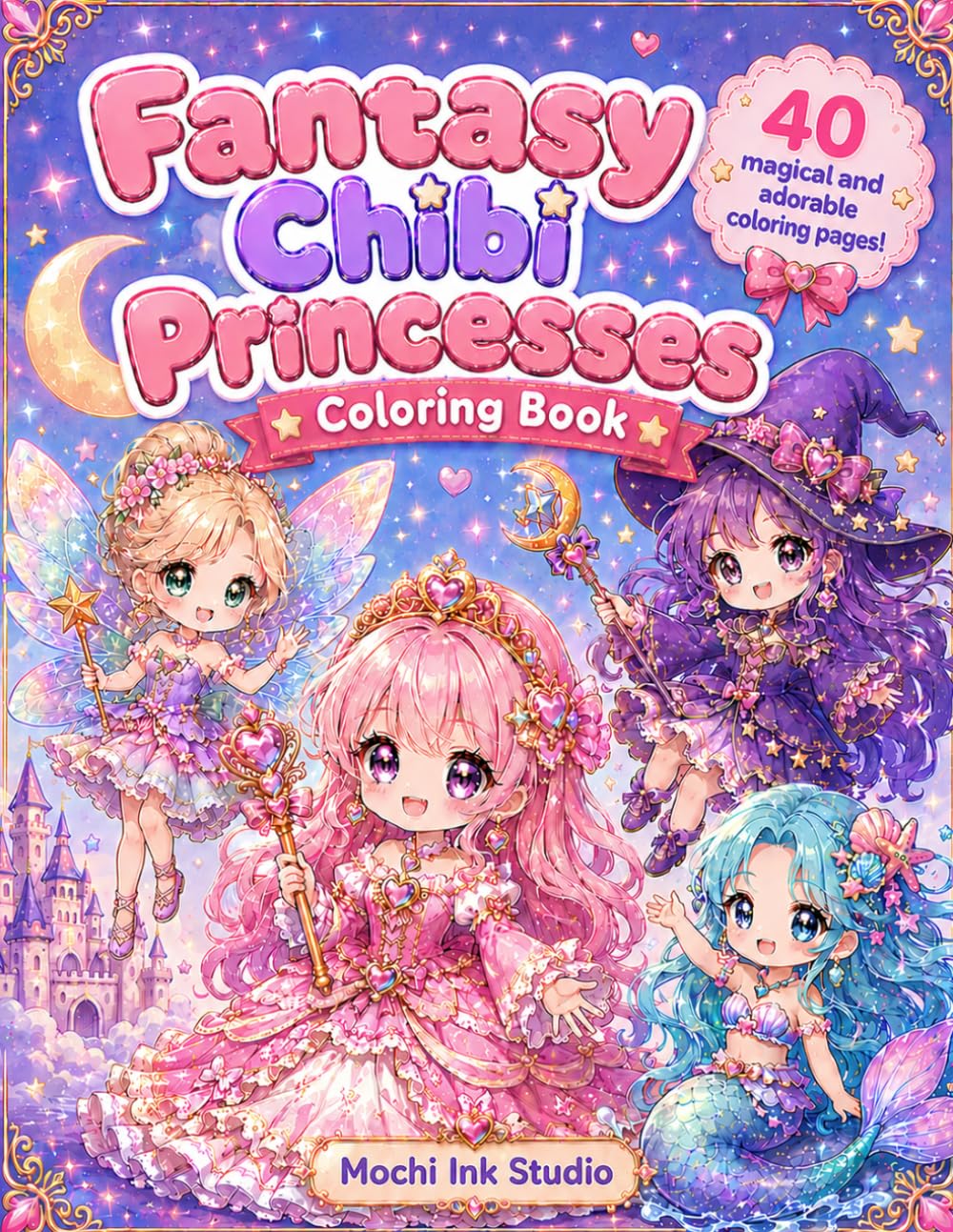 Fantasy Chibi Princesses (Kawaii Chibi Dreams book 2): Cute Anime Princess Coloring Book for Girls Ages 8-12, Featuring Kawaii Chibi Characters, ... Dragons, Fairies, and Enchanting Royal Scenes