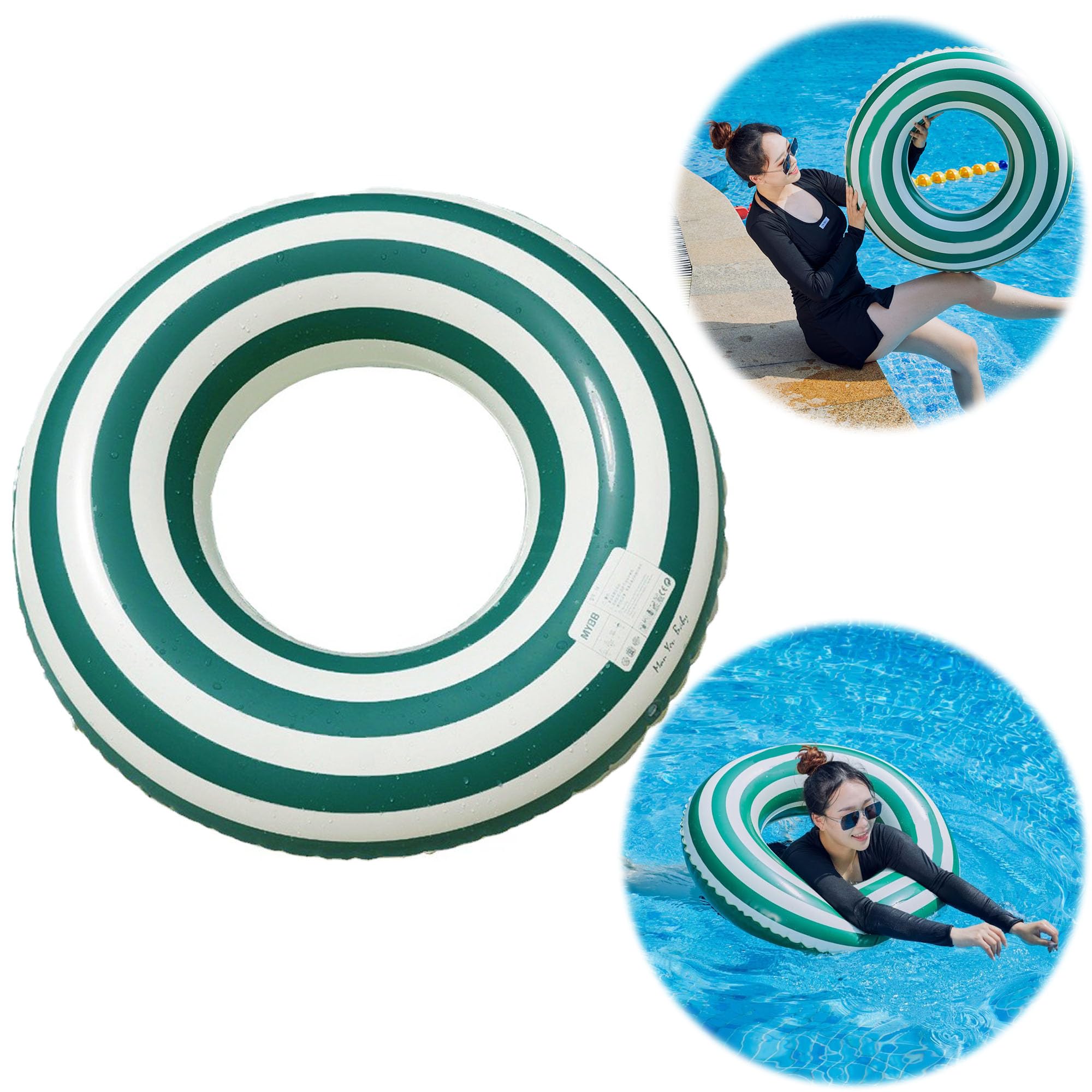 LEZED Anillo de Natación Inflable para Adultos Vintage a Rayas Flotadores De Piscina Inflable Donuts Anillo de Natación de PVC Hinchable Donut Redondo para Parque Acuático Piscina Playa Fiesta