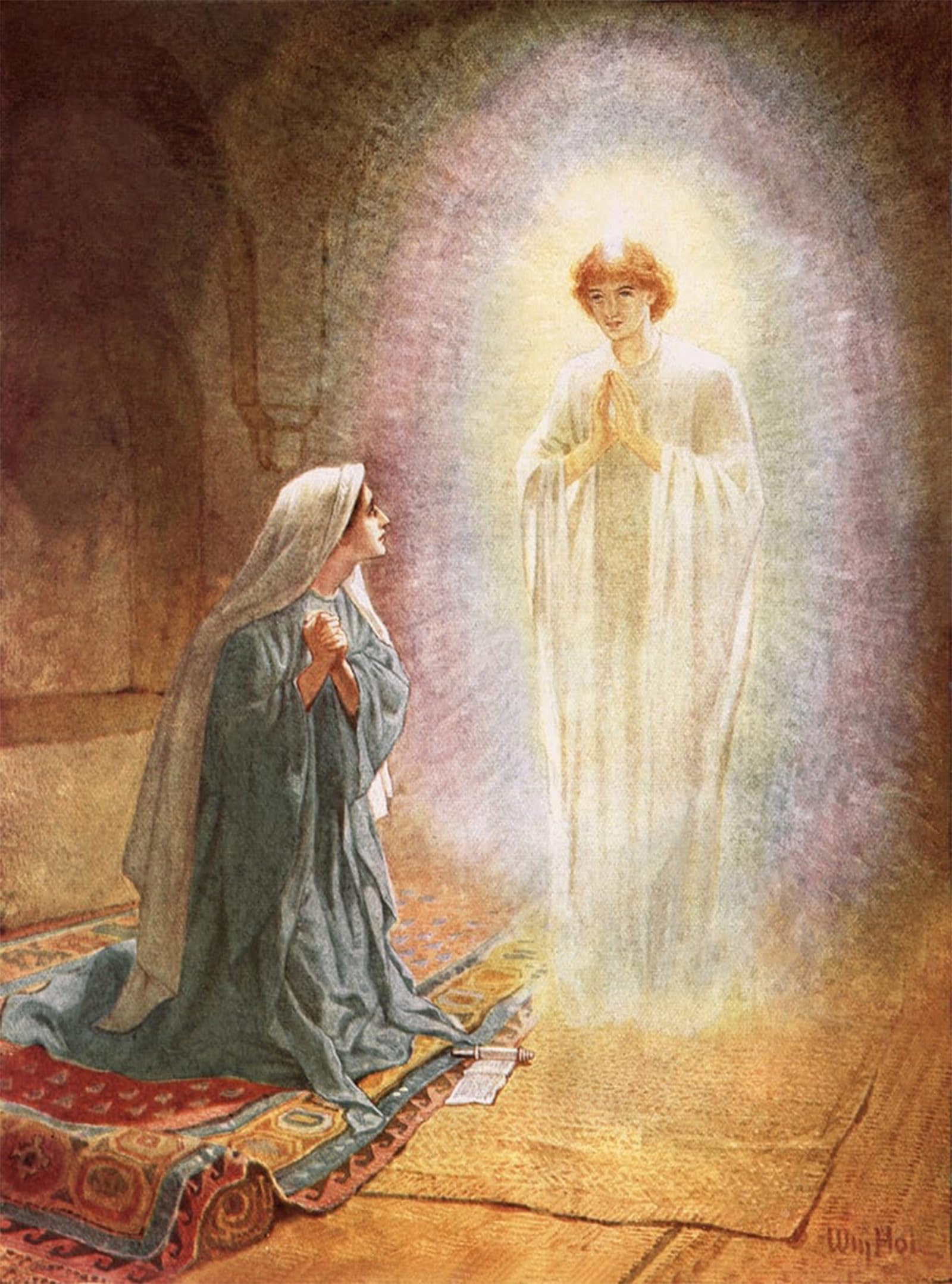 Artxlxxbn No Frame Famous Art Print Poster Vintage Wall Art Annunciation By William Brassey Hole Canvas Art Poster For Home Decor 60X90cm