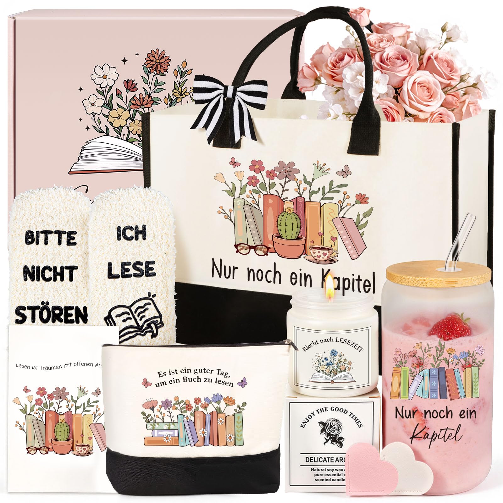Giftota Leseset Geschenk für Buchliebhaber – Lese Geschenkset für Frauen & Leseratten mit Becher und lustigen Socken – „Bitte nicht stören, ich lese“ Geschenk für Mutter, Lehrerin & Freund