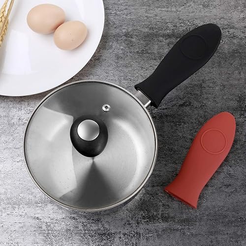 Miniatura 8 de 4 paquetes de soporte de silicona para mango caliente, para cocina, resistente al calor, para ollas de leche, funda de agarre para sartenes de