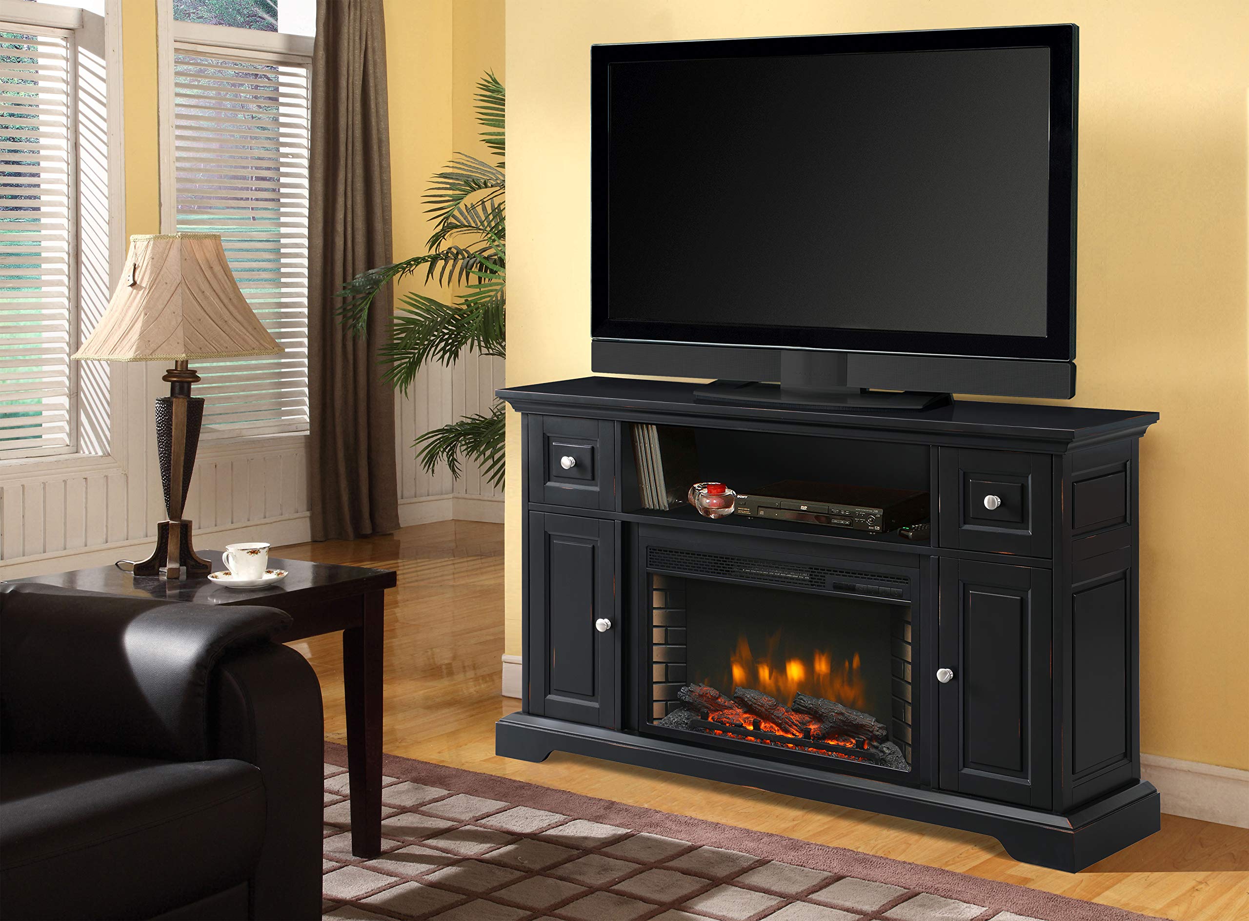 Muskoka Sutherland 53-in Media Aged Black Electric Fireplace