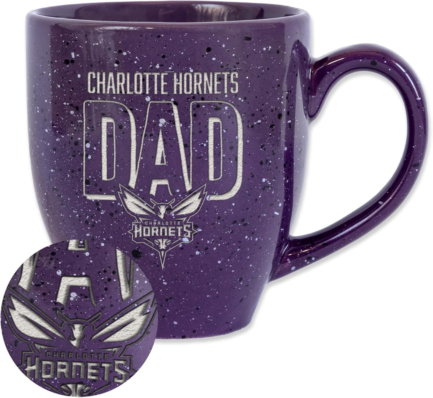 Rico Industries NBA Basketball Dad 16 oz Team Color Laser Engraved Speckled Ceramic Coffee Mug