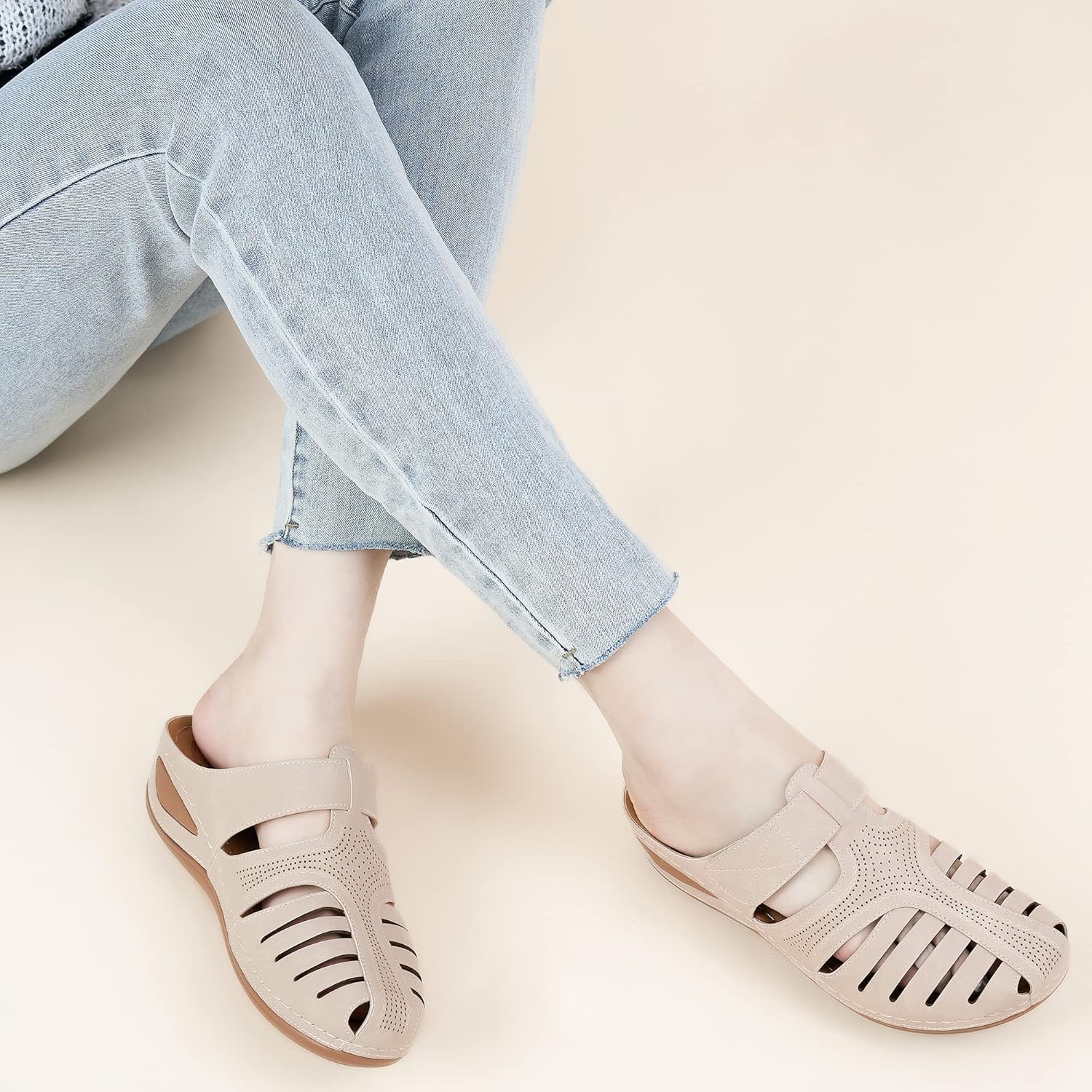 Harence Clogs for Women Mules Shoes: Comfortable Dressy Closed Toe Platform Sandals Summer Casual Adjustable Slip On Walking Wedges - Image 7