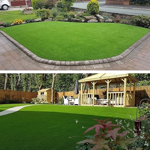 Miniatura 5 de Alfombra de césped artificial de 6 x 12 pies, 0.7 pulgadas, para interior y exterior, jardín, césped, paisaje, césped sintético, alfombra de césped