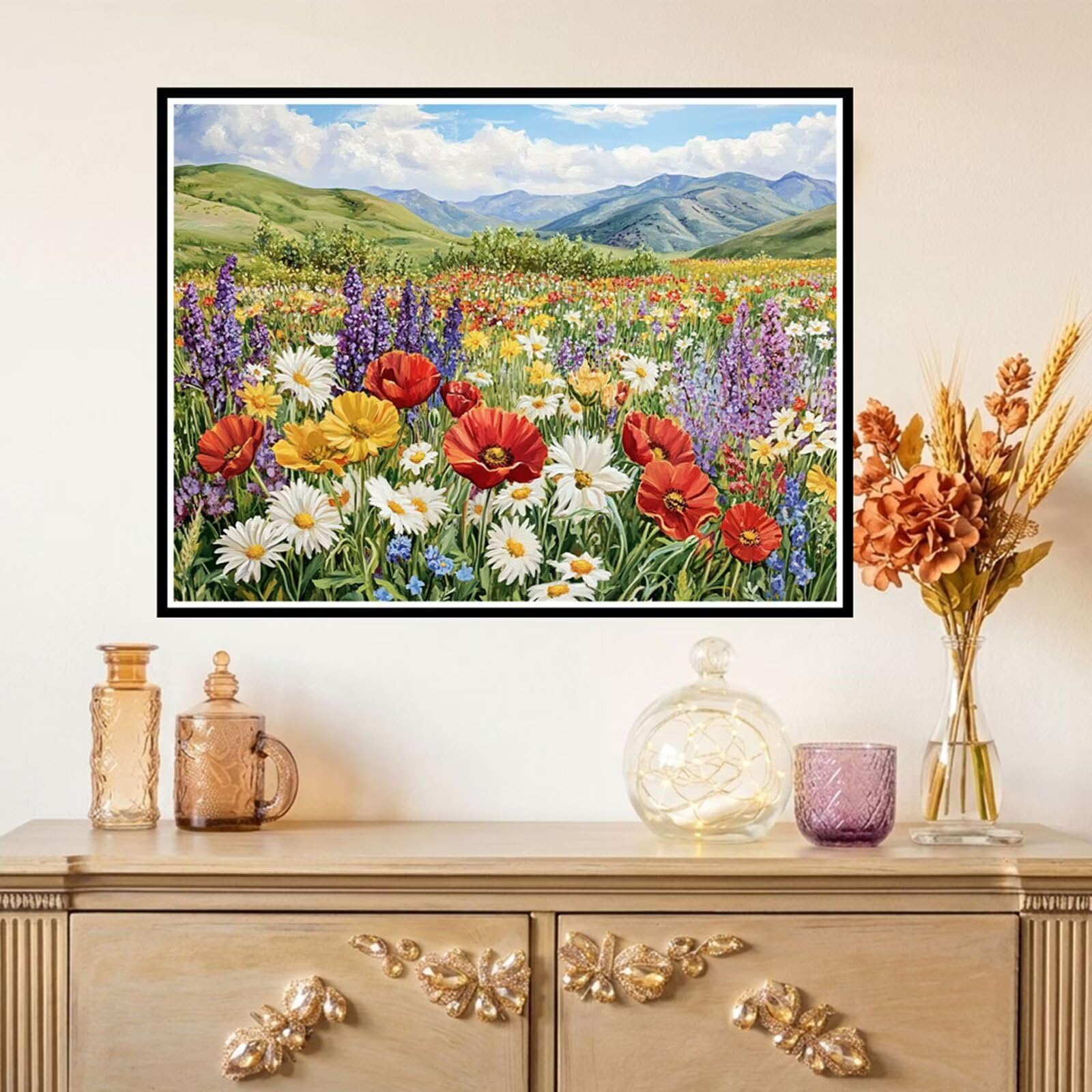 5D Diamond Painting Kit Completo, Diamond Painting Fiore DIY Hobby Creativi Adulti Pittura Diamante Strass Mosaico Kit per Bambini Principianti, Decorazioni Casa Parete Regalo, Natura 60x80cm Z#-185