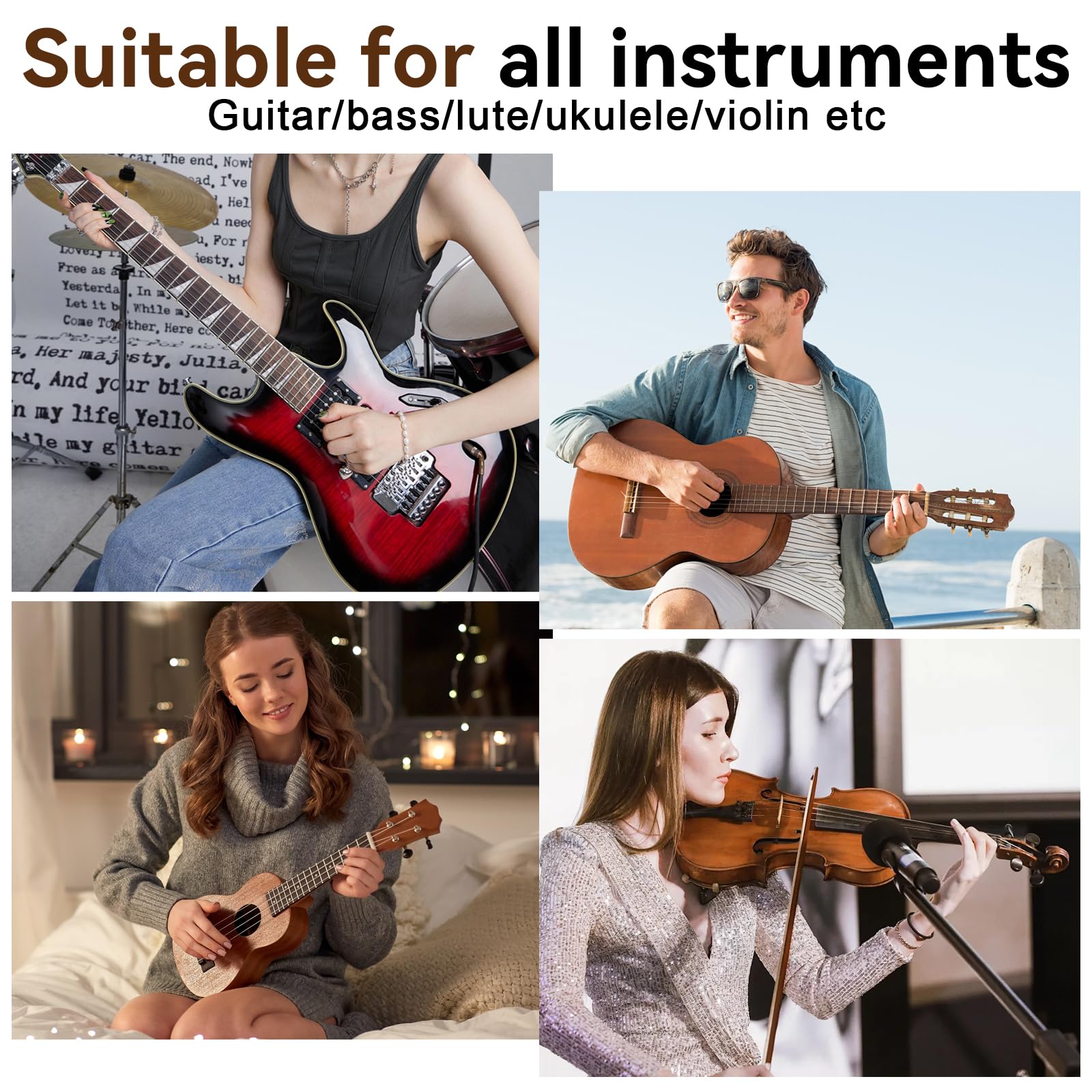 SUNOYA Gitarrenständer, faltbarer Gitarrenständer, Holz mit rutschfester Gummi, für E-Gitarre, Akustik, Bass, Klassik, Ukulele
