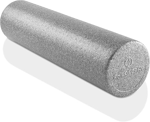 Philosophy Gym Rodillo de espuma de alta densidad de 24 pulgadas para ejercicio, masaje, recuperación muscular, redondo, gris
