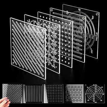 5 Pcs Acrylic Sashiko Stencil, 4.7 Inch Sashiko Embroidery Templates