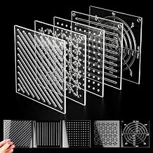5 Pcs Acrylic Sashiko Stencil, Sashiko Embroidery Templates with Dots Lines Arcs Slashes Cross Patterns, 4.7 Inch Quilting Stencils for Hand Sewing Craft 2.5mm Thick
