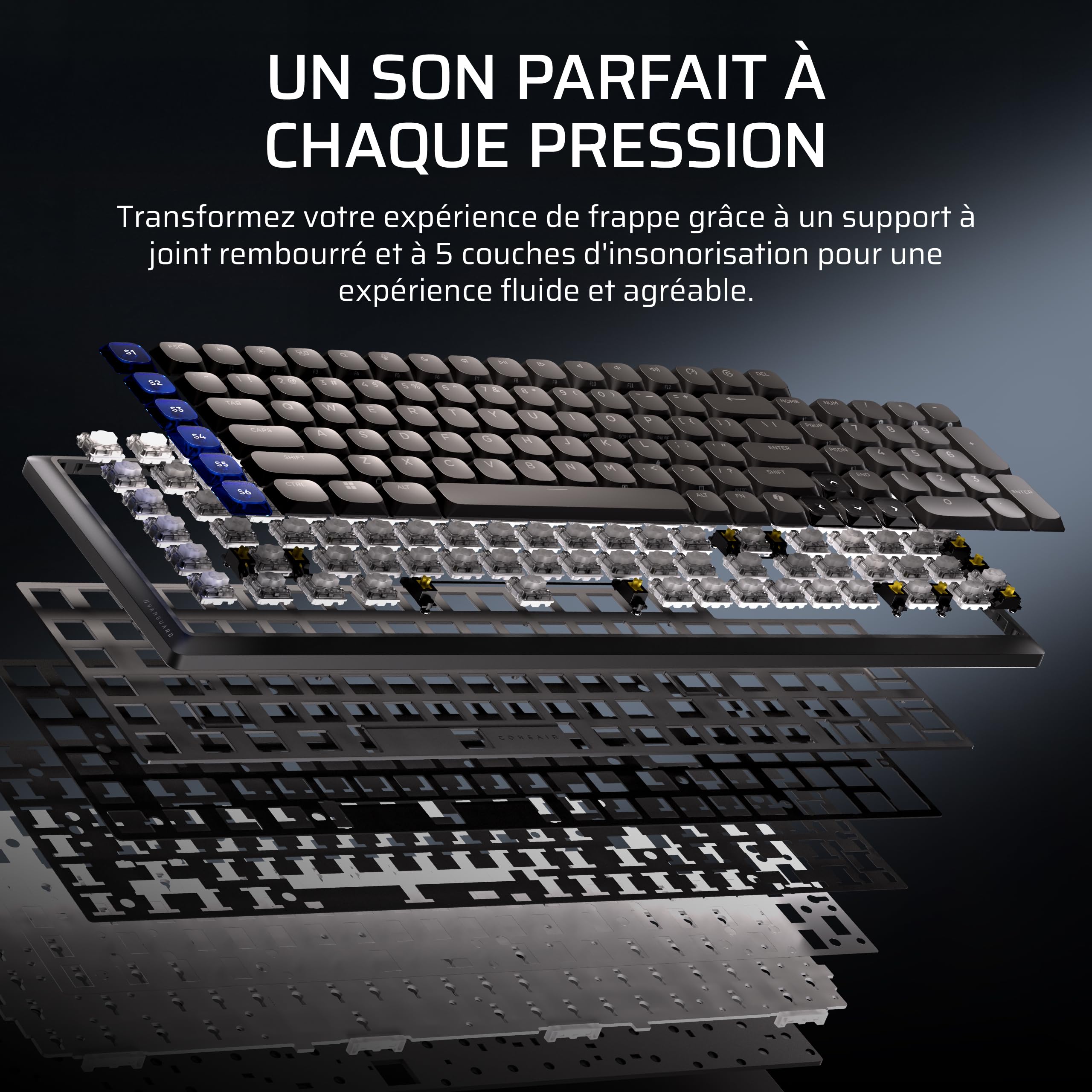 Corsair Vanguard AIR 99 sans Fil Clavier Gaming RGB (AZERTY FR) – Noir | Optique-Mécanique, Profil Bas, Écran LCD, OPX Commutateurs, Interrogation 8 000 Hz, Stream Deck Virtuel, SOCD Flashtap