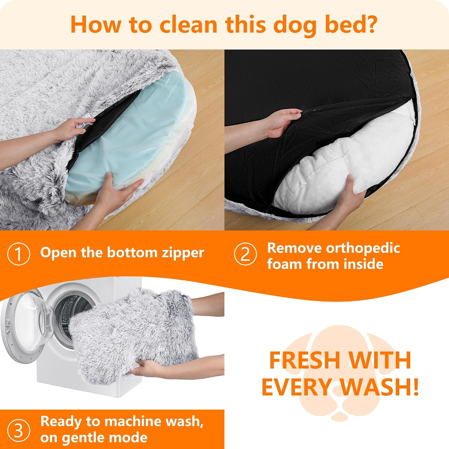 Human Dog Bed Fits Adult & Pets, Reversible Orthopedic Gel Memory Foam Cushion, Washable Long Plush, Plump Edge with Blanket, Storage Pocket, 71"x47.2"x9", Extra Large, Ombre Grey