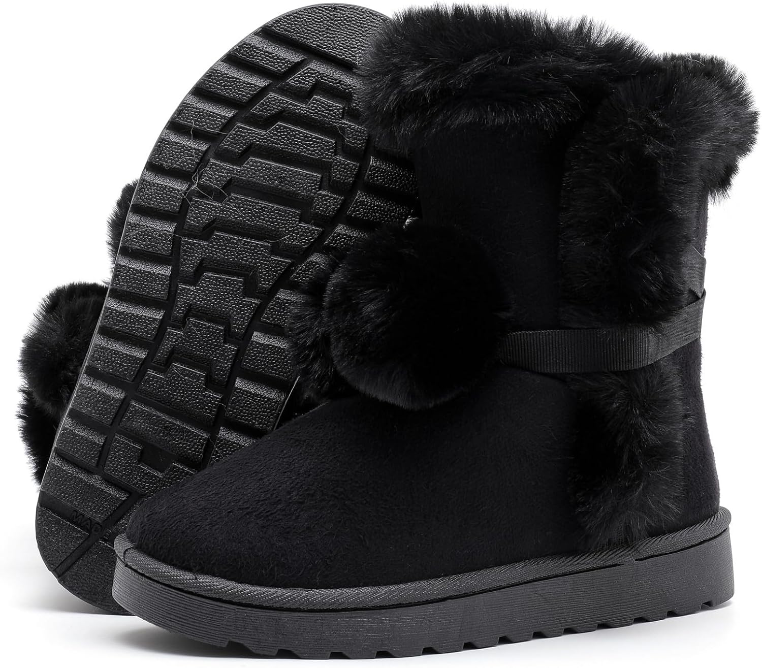 DADAWEN Women's Mid-calf Winter Snow Boots Lightweight Warm Faux Fur Lining Pull on Comfortable Outdoor Booties Shoes for Women
