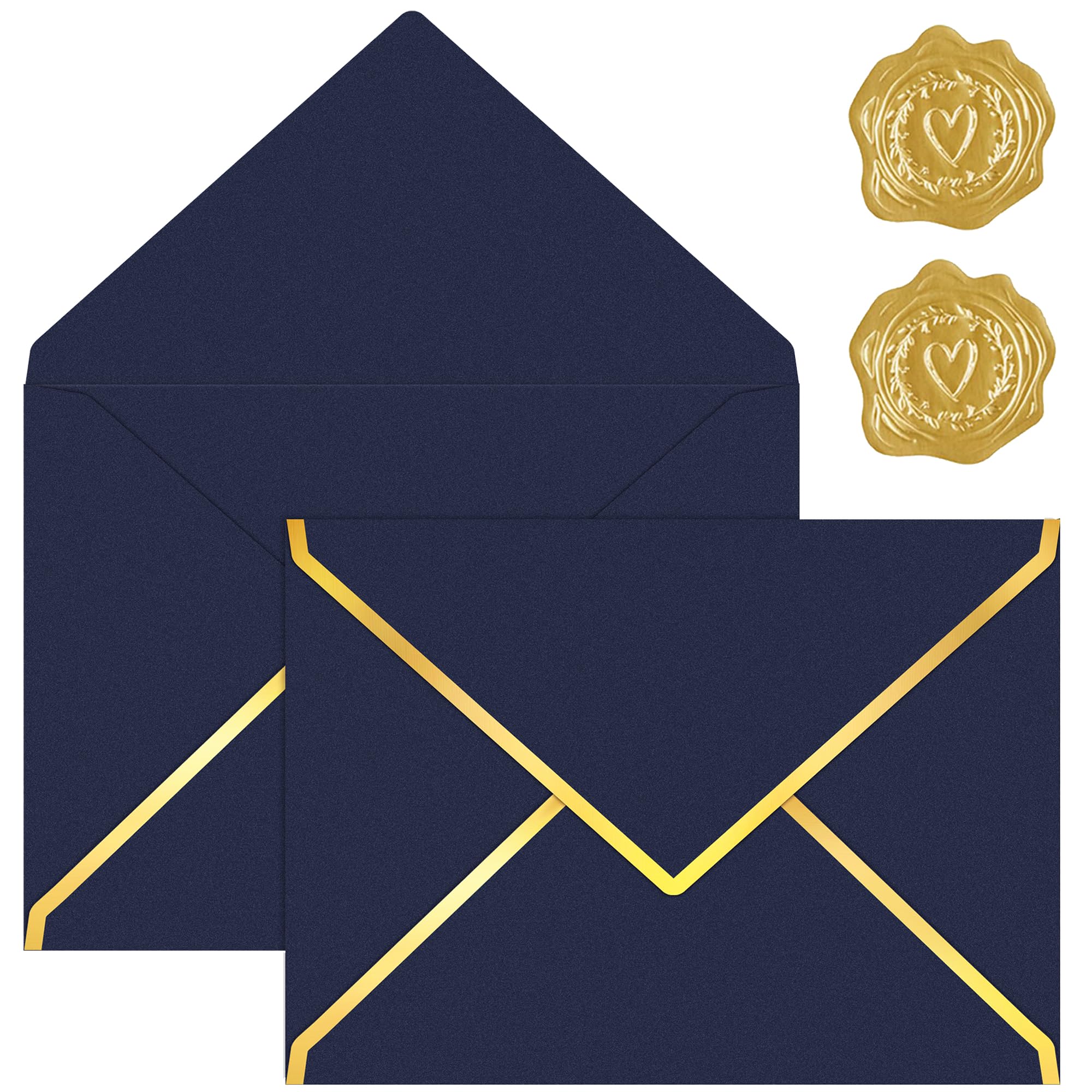 30 Pack 5x7 inch. Envelopes for Invitations,250g Colored Business Mailing Envelopes with Gold foil V Flap Gold Seal, A7 Envelope for Wedding Thank You