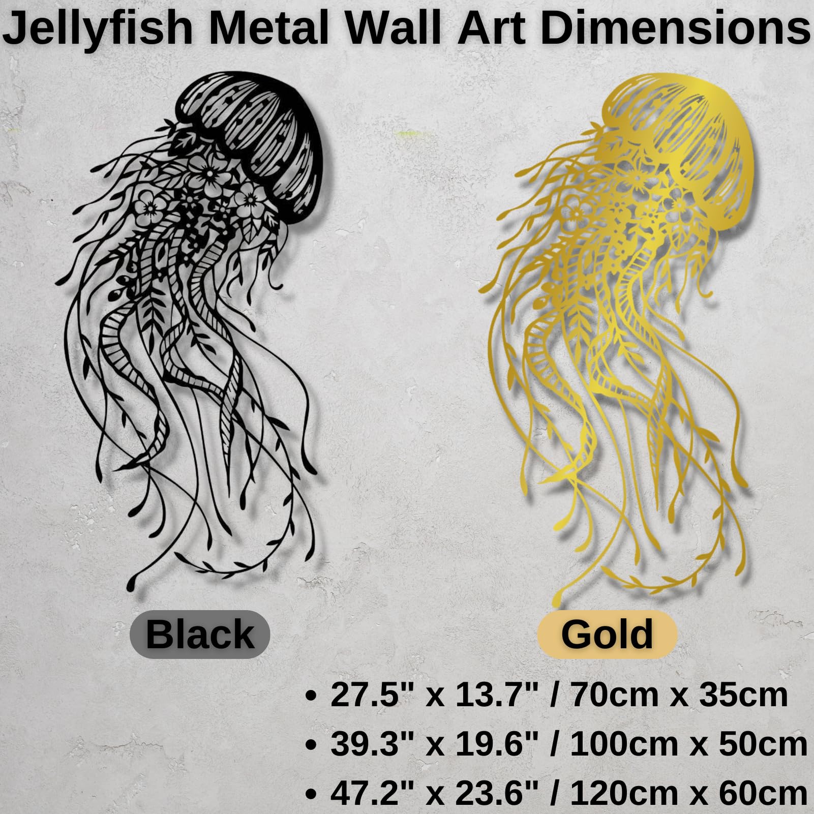 Amazon.co.jp: クラゲメタルウォールアート、マリンメタルウォール