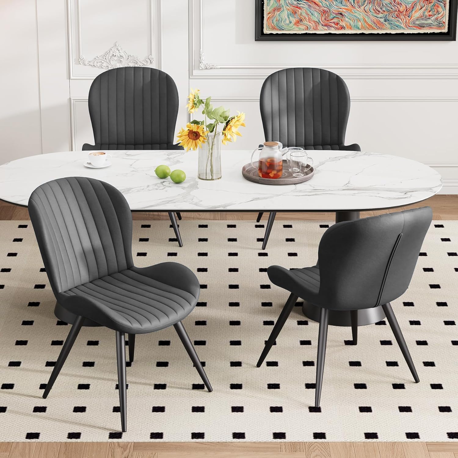 Hawthyhome Esszimmerstühle FU01051, Küchenstuhl, Stuhl Esszimmer Wohnzimmer, ergonomischer Sessel, Armlehnstuhl, Polsterstuhl, Wasserdichtes Material