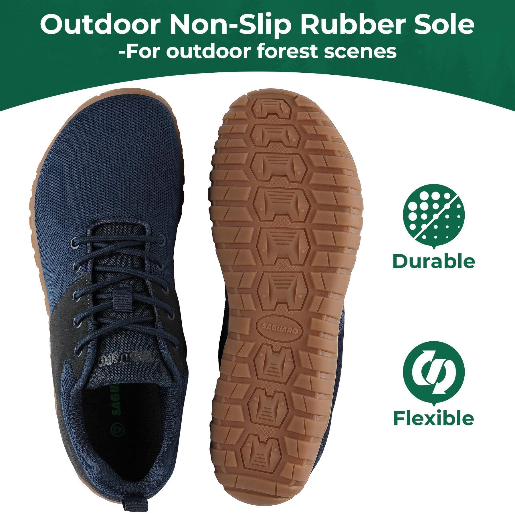 SAGUARO Unisex Barfußschuhe Wish Ⅰ- Wald im Freien Breite Zehen Barfußschuhe Mit Zero-Drop Sohle Gr.36-48