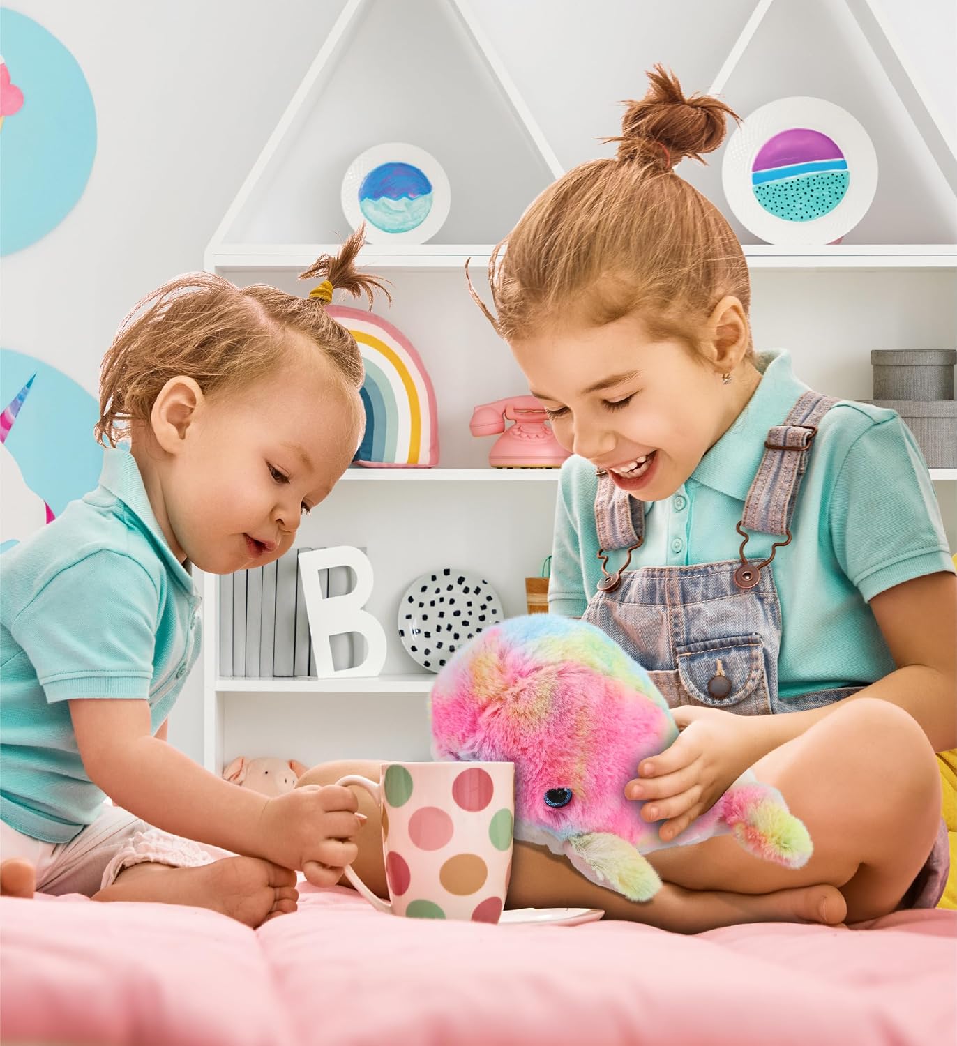 DolliBu Rainbow Whale Stuffed Animal – Soft Huggable Whale Stuffed Toy, Adorable Playtime Ocean Plush Toy, Cute Cuddle Gifts for Kids and Adults – 9 Inches
