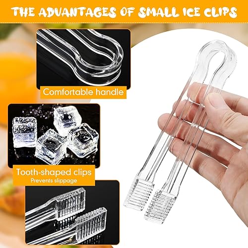 Miniatura 3 de Nuogo 48 pinzas de plástico para servir bufé, pinzas de cocina transparentes de 6.3 pulgadas, mini utensilios para servir alimentos, ensaladas de