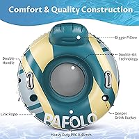 Vista 5 de River Tubes for Floating Heavy Duty, Pool Float Adult, 53" Inflatable Float Tube for Beach Lake Rafting, River Floats with Mesh Bottom