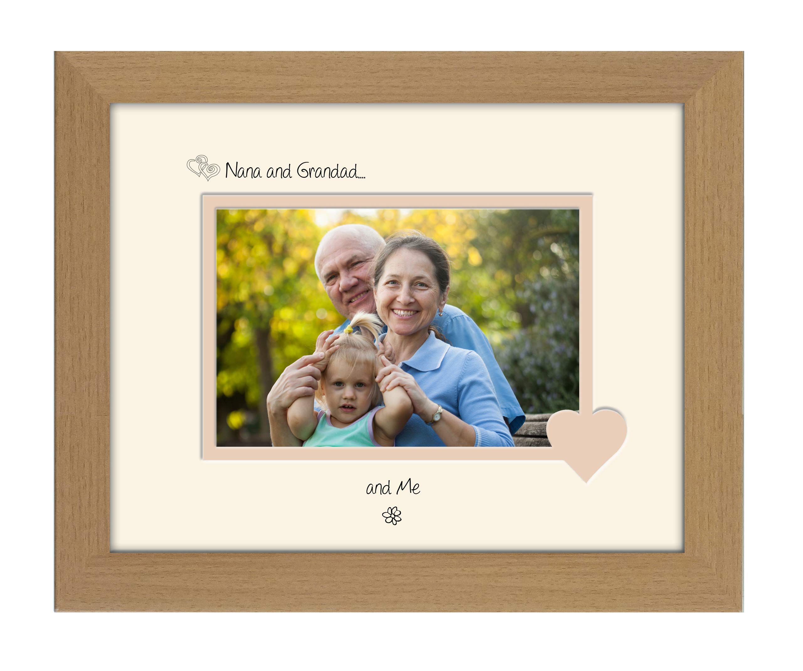 Photos In A Word Oak Finish Frame Cream Mount Beige Inside Nana & Grandad Photo Frame Nana & Grandad And Me 6X4 Double Mounted 758F Quality Gift (Oak Finish Frame Cream Mount Beige Inside)