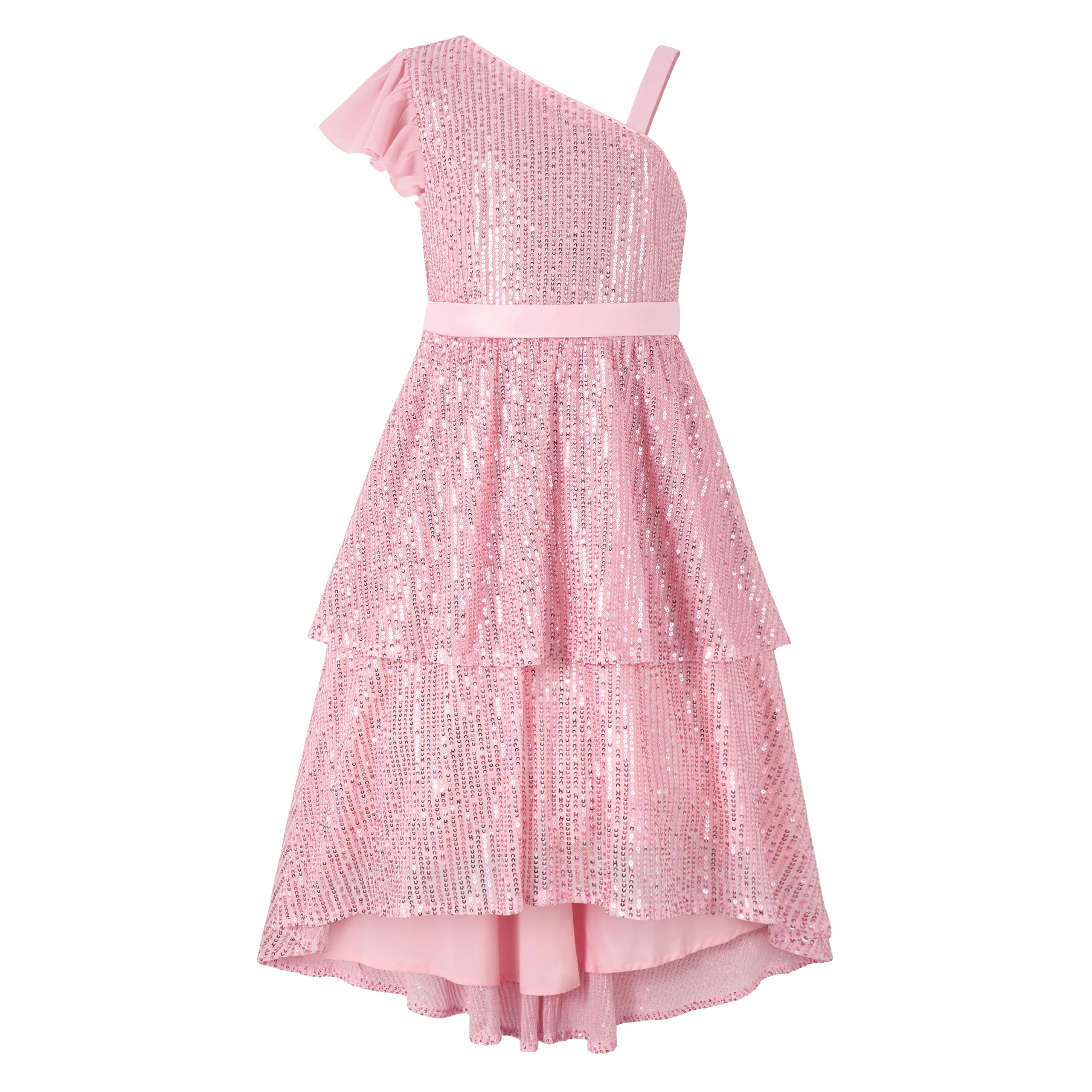 LOLANTA Filles Robe Paillettes Robe Ceremonie élégante, Robe étincelante de Soirée Fête de Mariage mi-Longue sans Manches