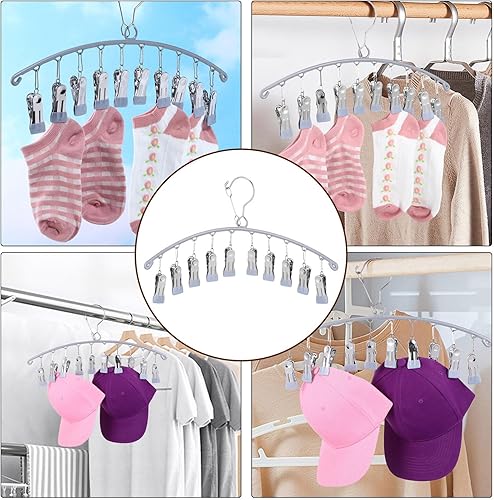 Miniatura 2 de Alipis Organizador de sombreros para percha, calcetines de metal para gorras de béisbol para armario con 20 clips, soporte para sombreros a prueba