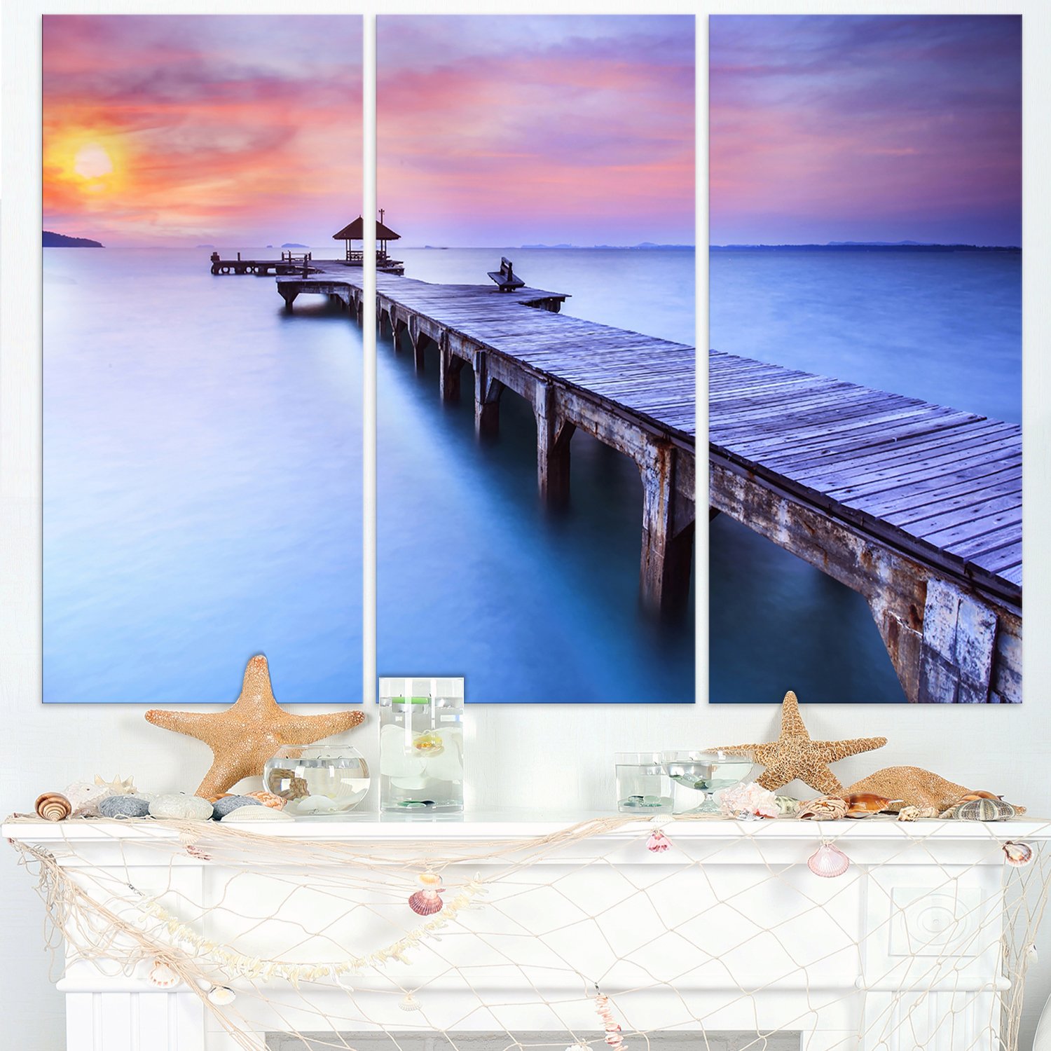 海の風景 木製フレーム付き Amazon.co.jp: Designart 木製 橋 海の景色 写真 光沢 メタル ウォール