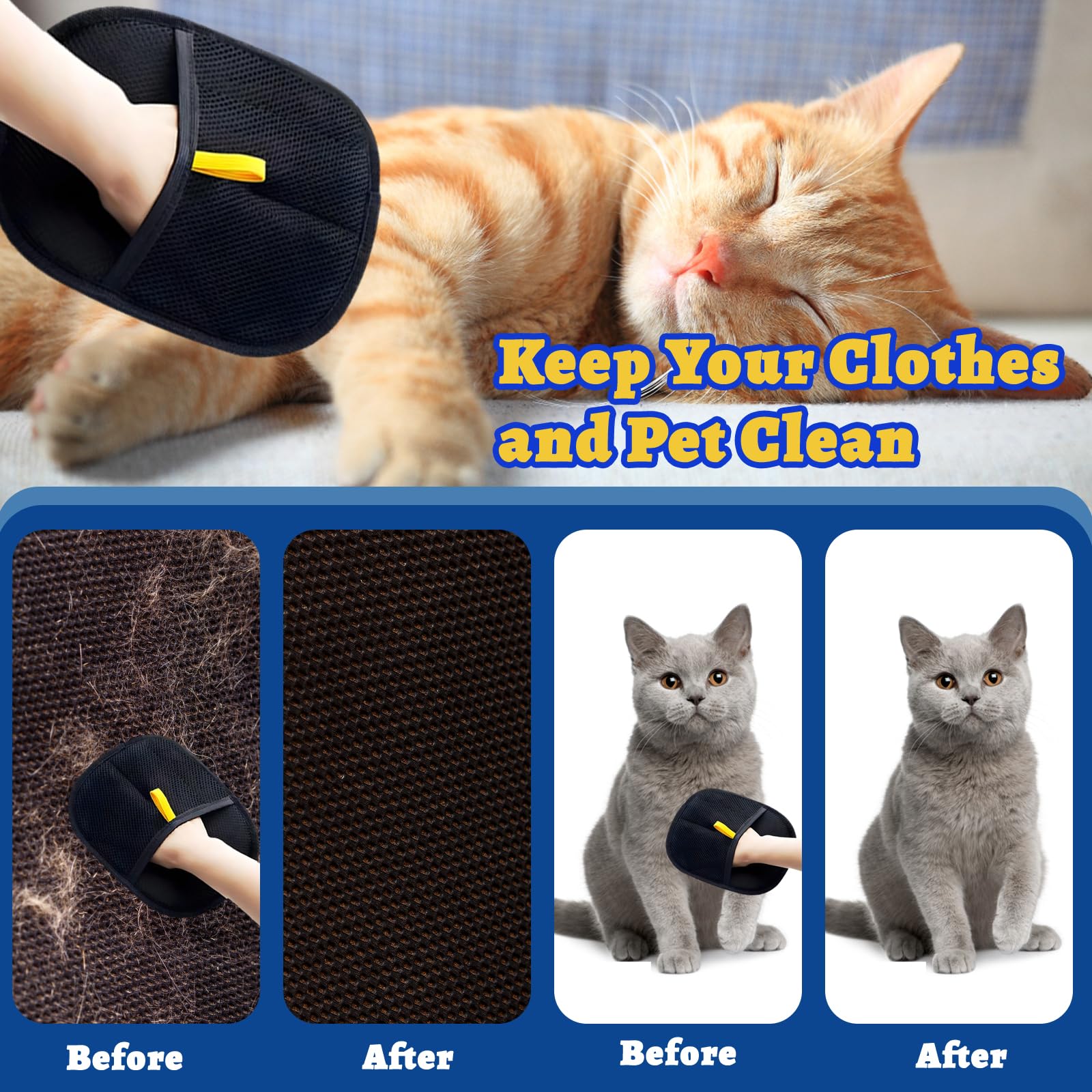 EujRcf 2 Pcs Pet Hair Remover Glove, Static Removal Gloves Pet Hair, Pet Hair Remover Mitt - Image 3