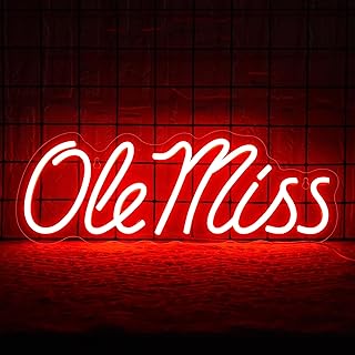 University Neon Sign for Wall Decor,University Football LED Neon Light,Mississippi Neon Sign for Man Cave,Dorm Wall Decor,Decor for Teens,Students,Football Fans,Size 16.5 * 5.9inch(XD250)