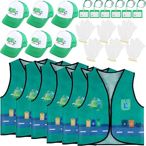 24 Pcs Kids Recycle Trash Vest Waste Management Costume Garbage