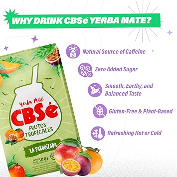 CBSe Yerba Mate Tropical Fruits 500g (1.1 lb) Loose Leaf Herbal Tea Argentine Yerba with Natural Fruit Flavor