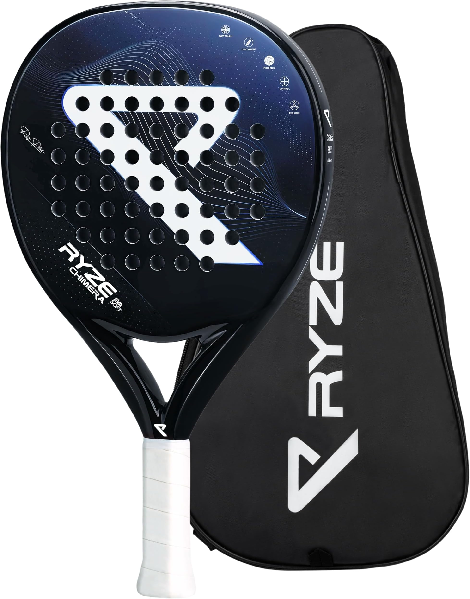 RYZE Padel Racket in Carbon Fiber - Max Precision & Control - Paddle Racket for Adults - EVA-15 Memory Foam - Ultra Light 360g Paddle Tennis Racquet - Pala de Padel - Free Carry Case Included