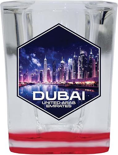 R and R Imports Dubai Uae Design A Souvenir - Vaso de chupito grabado de 2.5 onzas, color rojo, paquete de 2 unidades