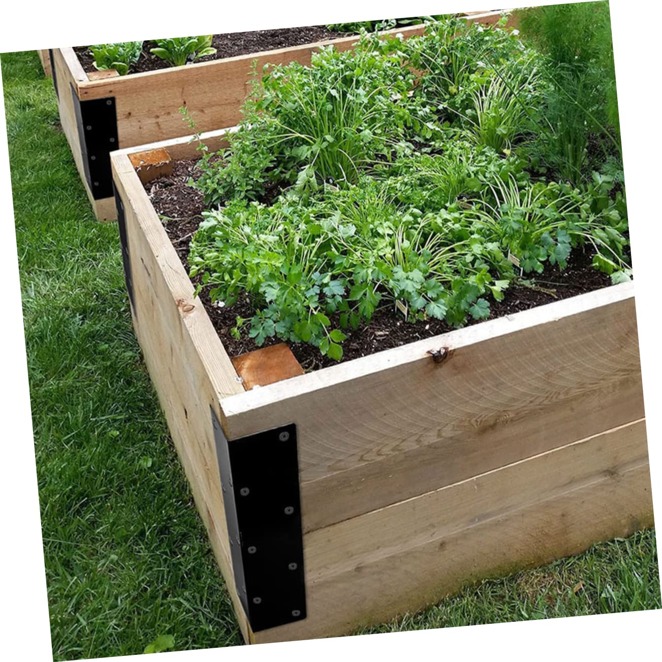 OFFSCH 4 Set of Metal Raised Garden Bed Corner Brackets Heavy Duty Garden Bed Connectors for 20'' 24'' High Planter Box Assembly Durable Flower Bed Bracket Set