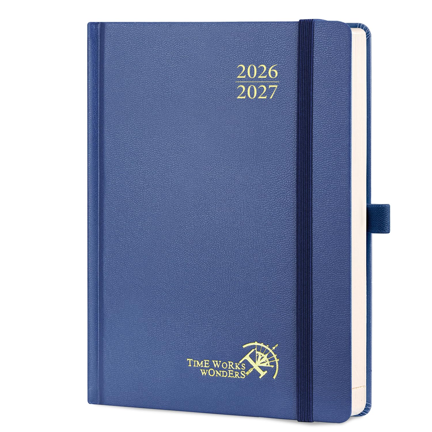 POPRUN Agenda giornaliera 2026-2027, una pagina per giorno (media: 14,6 x 21,6 cm), calendario accademico (luglio 2026 - giugno 2027), agenda giornaliera 2026 con portapenne, copertina rigida, blu