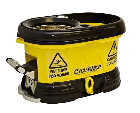 Bucket with Mop Handle,Yellow/Black