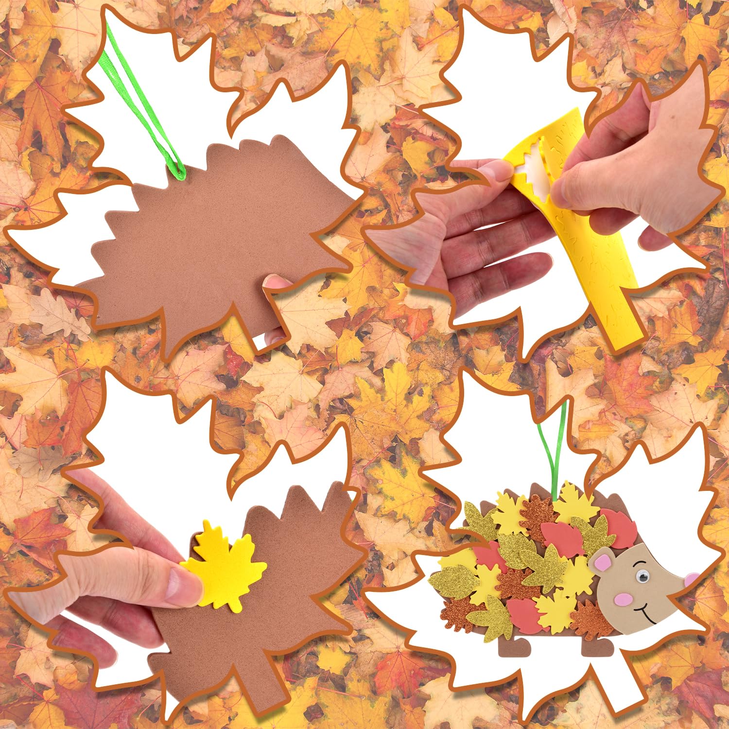 Kit Bricolage Hérisson Automne 12 Pièces – Feutrine Créative Enfants Pour Deco Hérisson Feuilles, Thanksgiving Noël