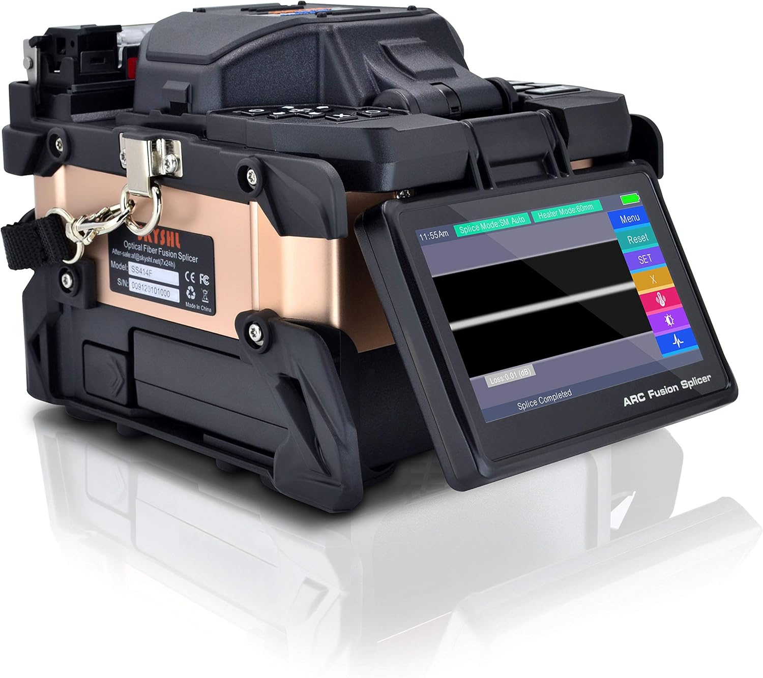 Core Alignment 4.3inch Touch Screen FTTH Optical Fiber Fusion Splicer Handheld SM MM DS NZDS Fiber Optic Splicing Welding Machine (SS414F-211)