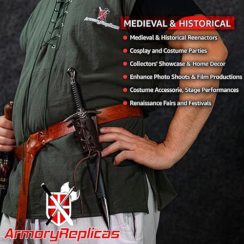 Miniatura 5 de Armory Replicas - Daga medieval de acero inoxidable de enemigo del martillo - Disfraz inspirado en la película Reenatcment Daga de utilería con