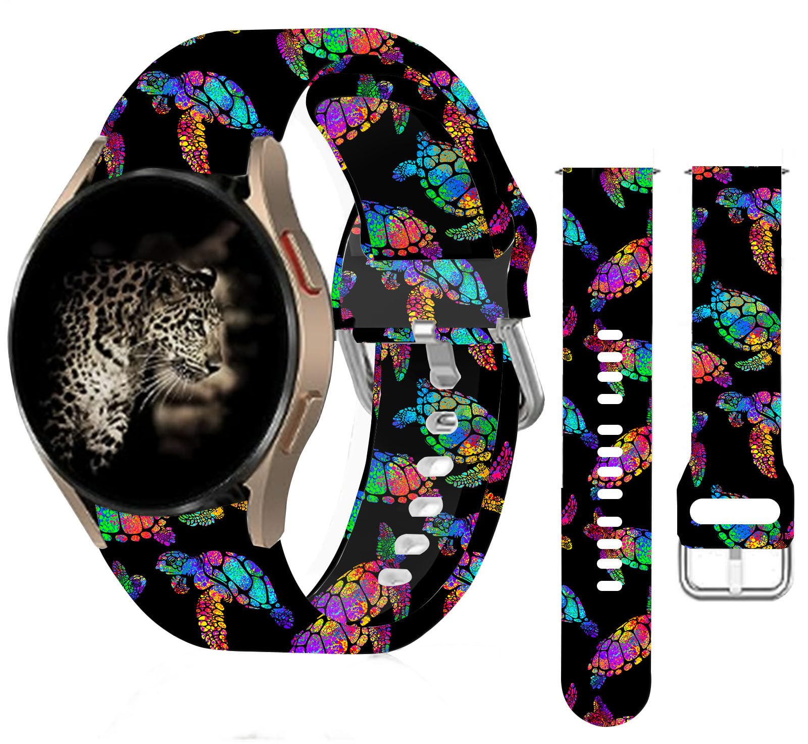 20mm Silicone Sport Bands Compatible with Galaxy Watch 6/Watch 5/Galaxy Watch 4 40mm 44mm/Classic 42mm 46mm/Watch 3 41mm, Active 2 Watch Bands,Cute Replacement Strap for Girl(Watercolor Sea turtle)