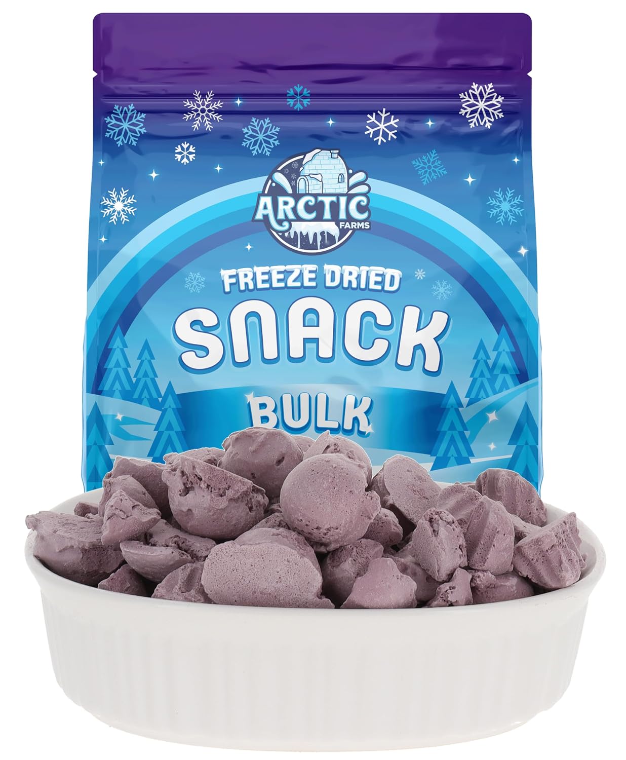 Arctic Farms Freeze Dried Ice Cream Bits Bagged and Boxed - Does Not Melt (1lb, Grape)