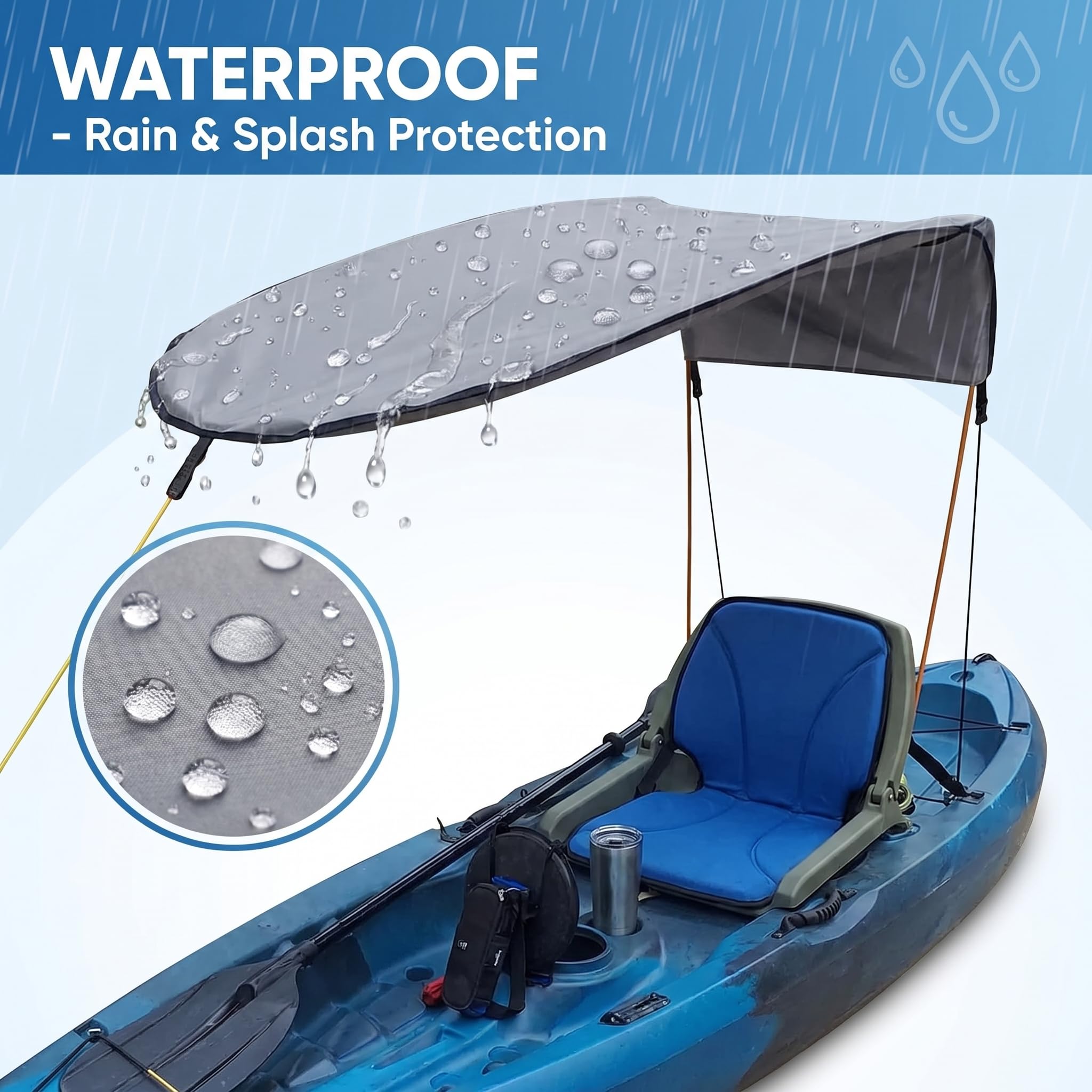 Tendalino Parasole per Kayak, Tettoia Parasole per Canotti, copertura superiore per singola persona, in tessuto Oxford compatto, per sport acquatici all'aperto, accessori KAYAK per San